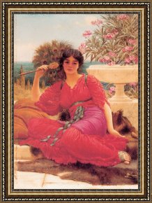 Oil Framed Prints - Flabellifera [oil Study] by John William Godward